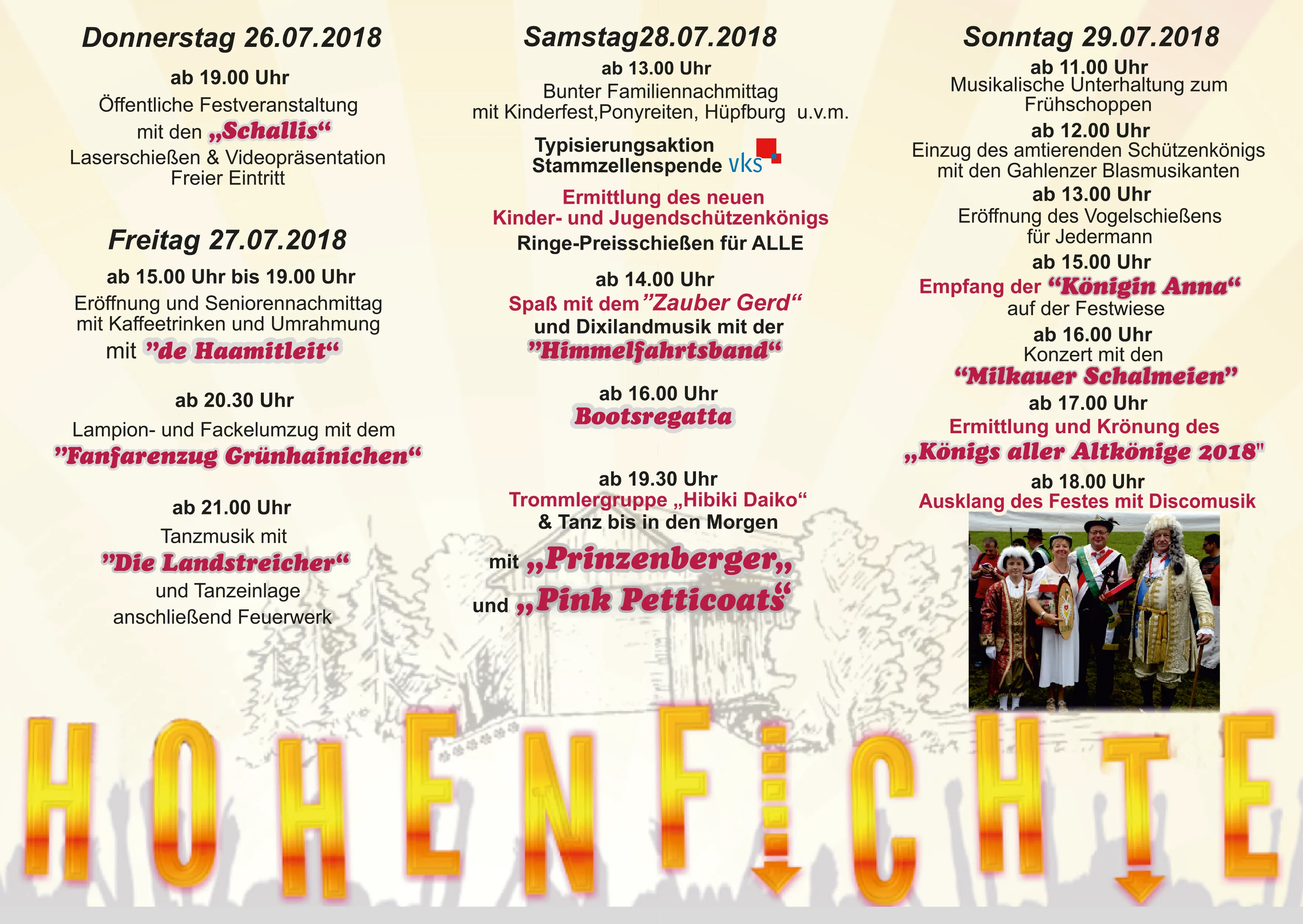 Programm für das Schützen- und Brückenfest 2018