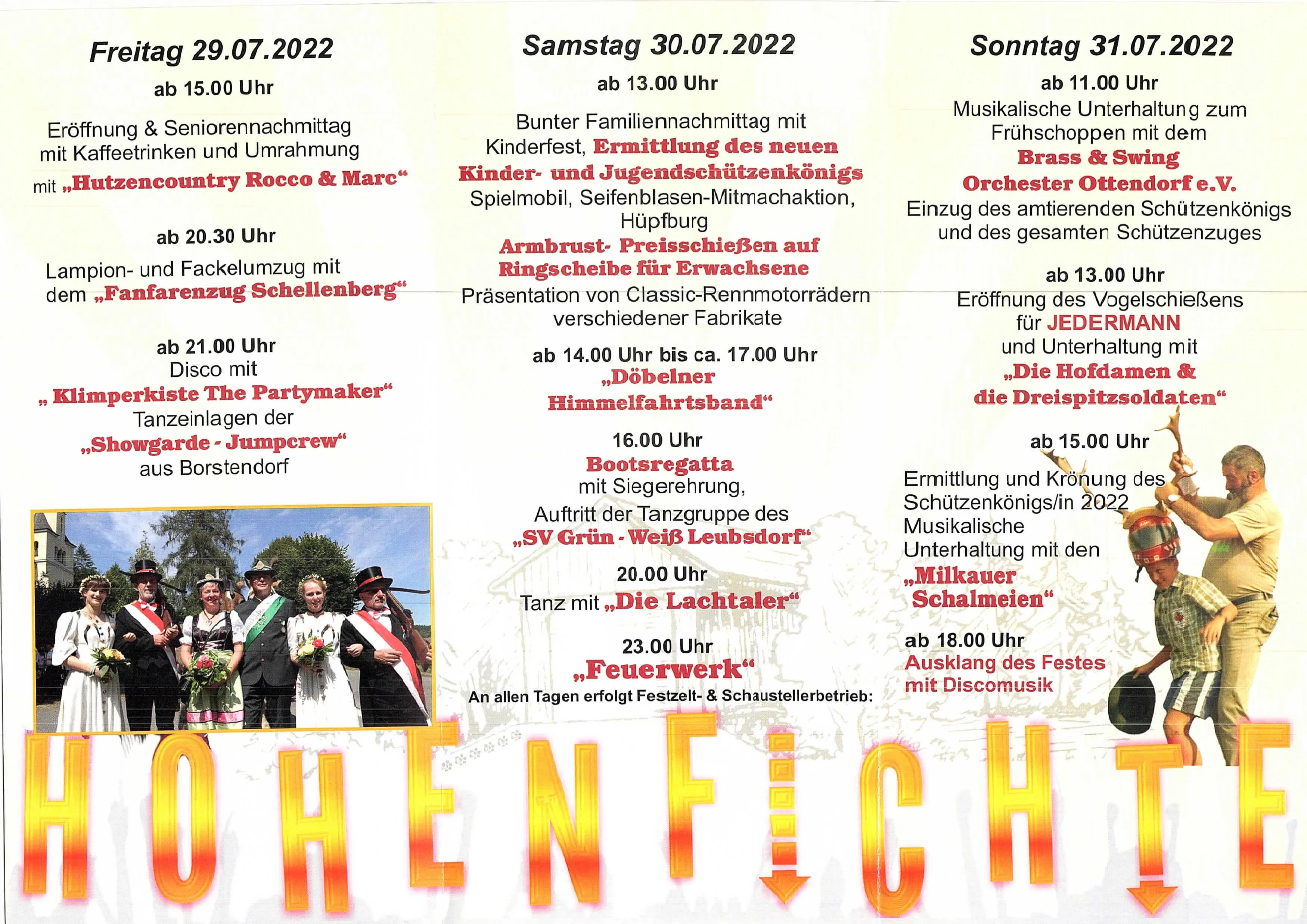 Programm für das Schützen- und Brückenfest 2022